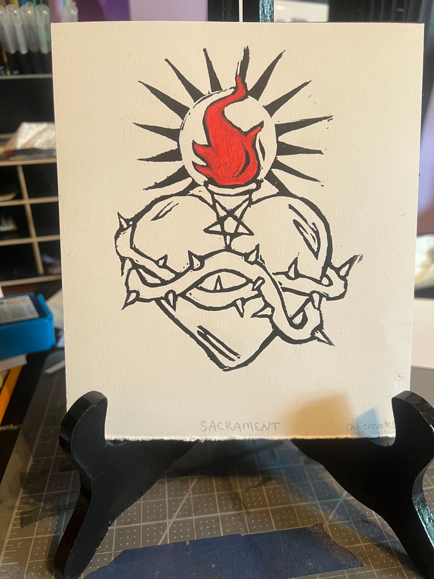 Sacrament Print in Black ink with Red detail