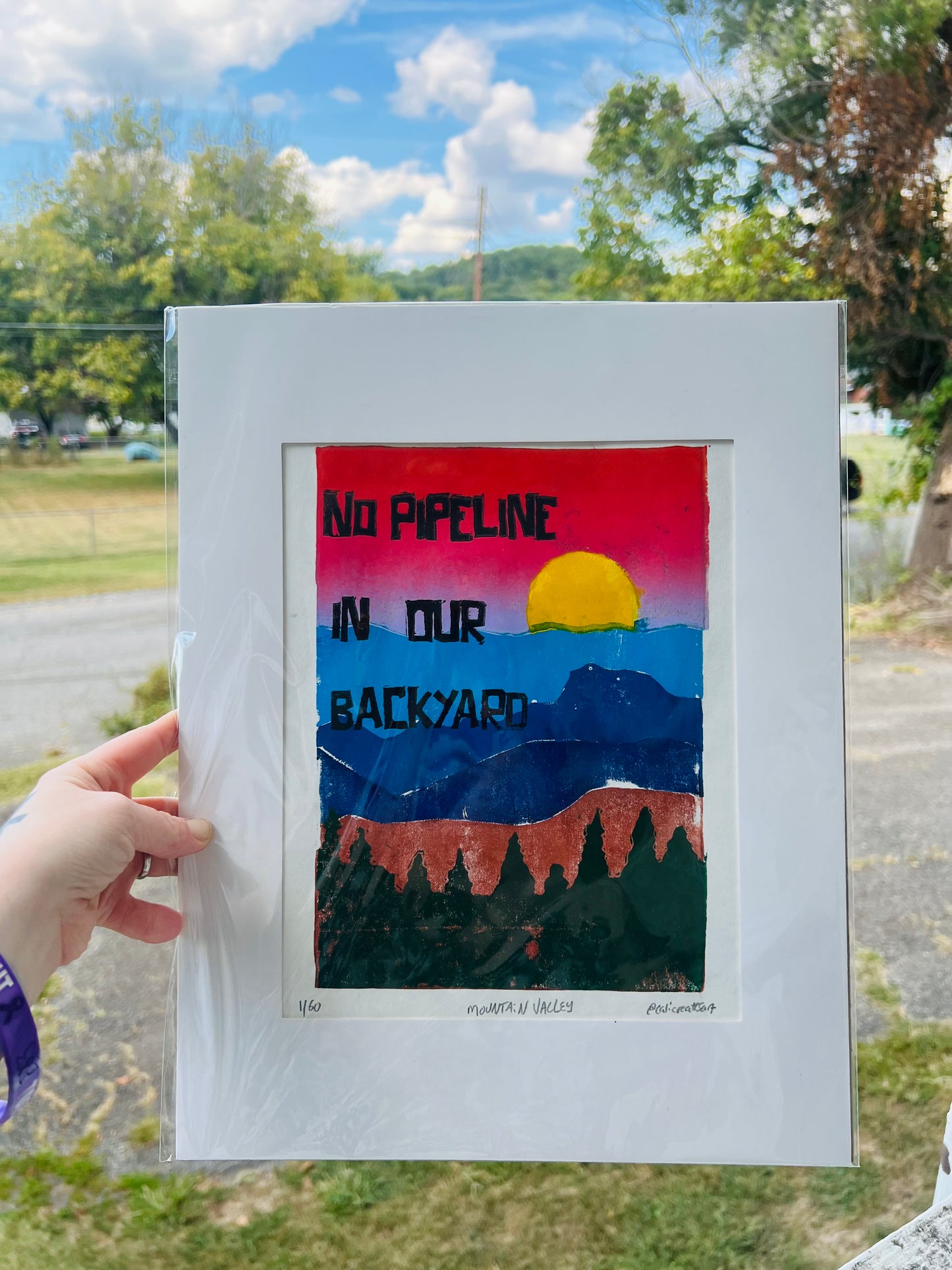 MOUNTAIN VALLEY PIPELINE Original Handmade Jigsaw Relief Linocut Print