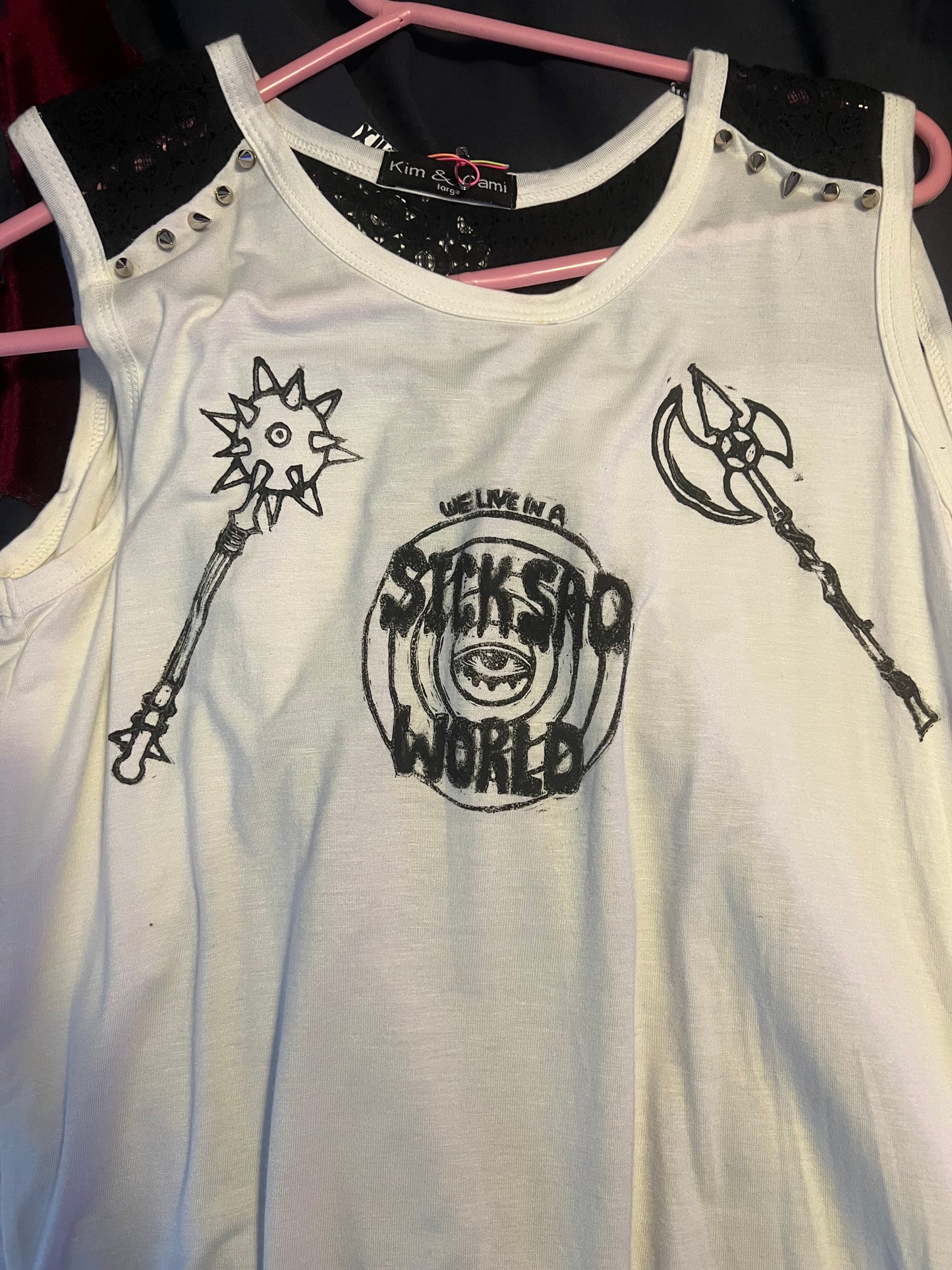 White Spiked Sleeveless Sick Sad World sleeveless blouse size large