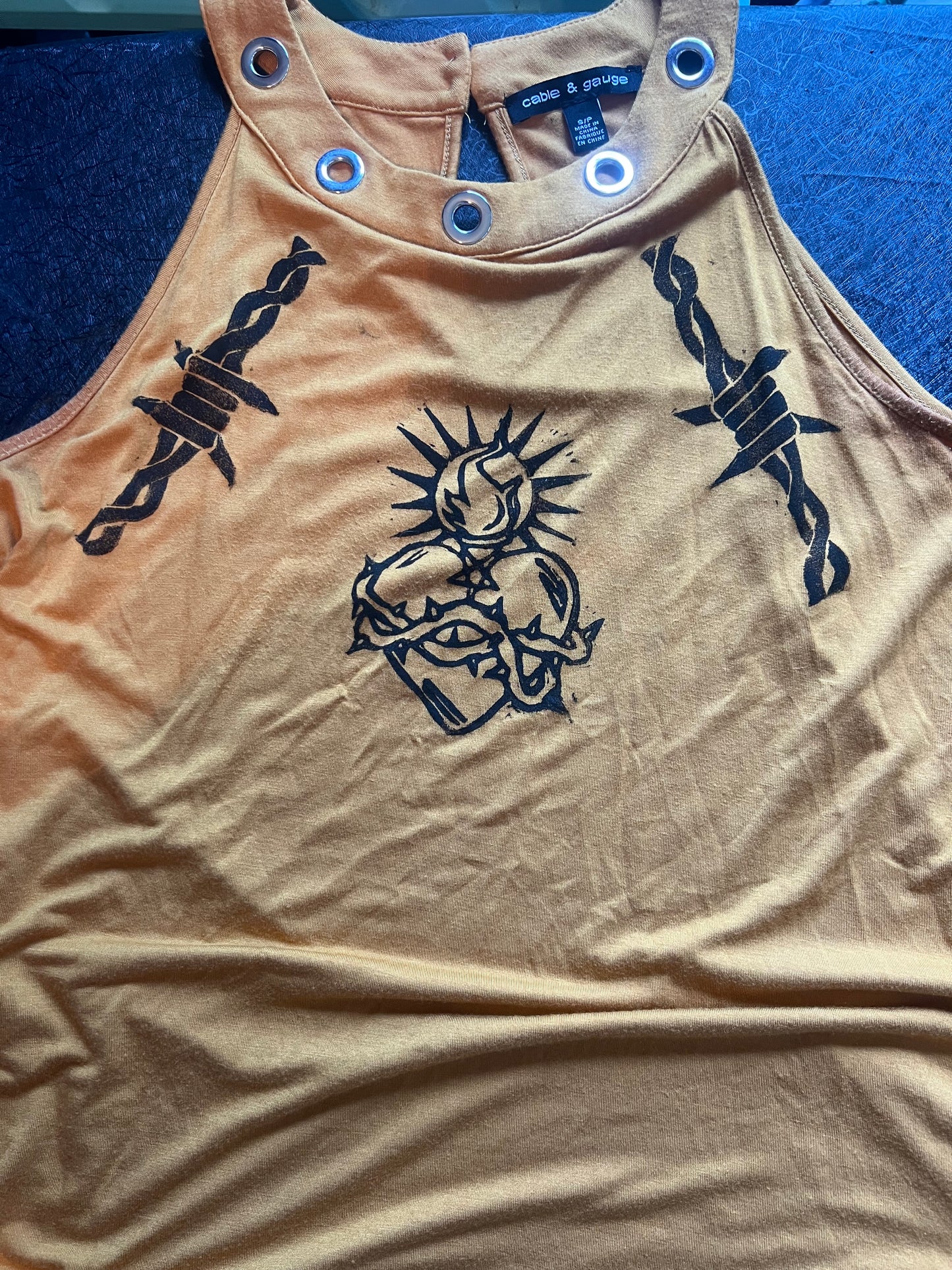 Mustard Yellow Sacrament Halter Top w/ Grommets