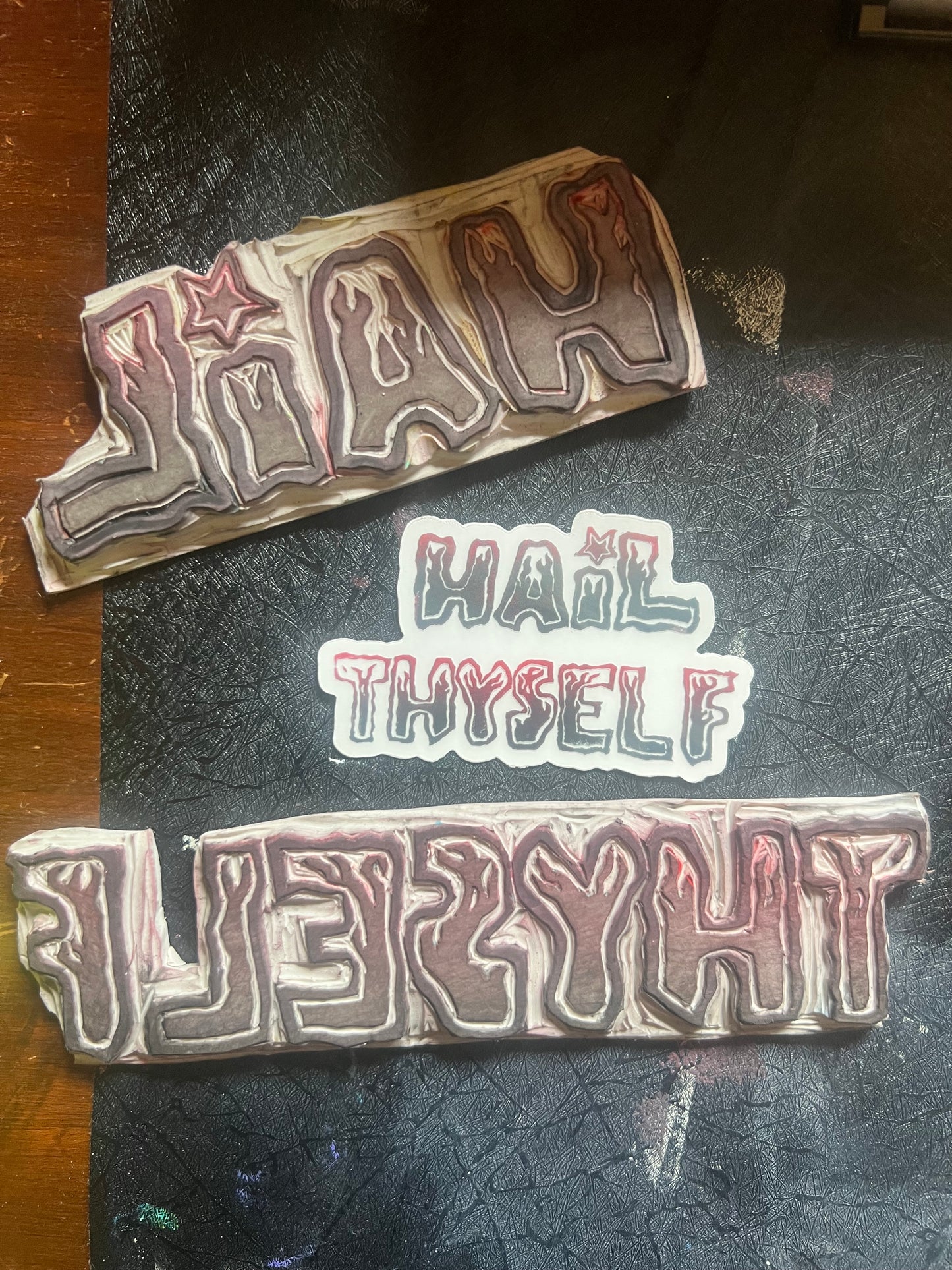 HAIL THYSELF black and red clear sticker