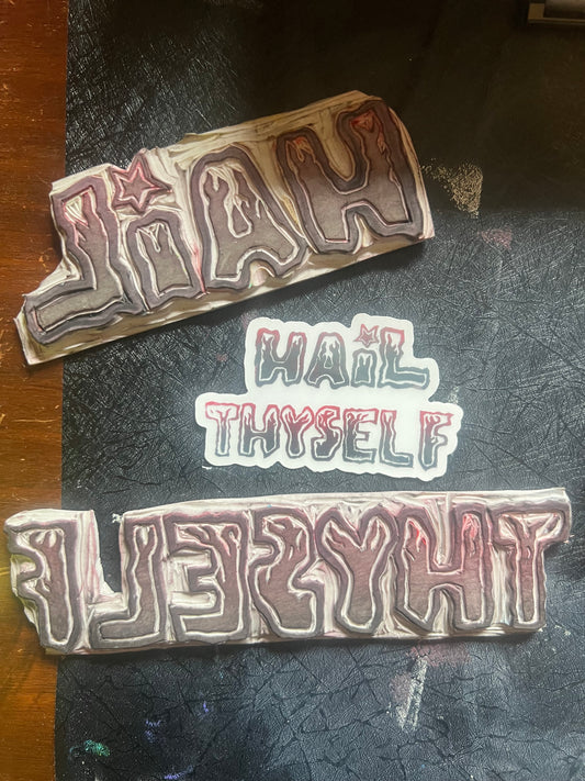 HAIL THYSELF black and red clear sticker