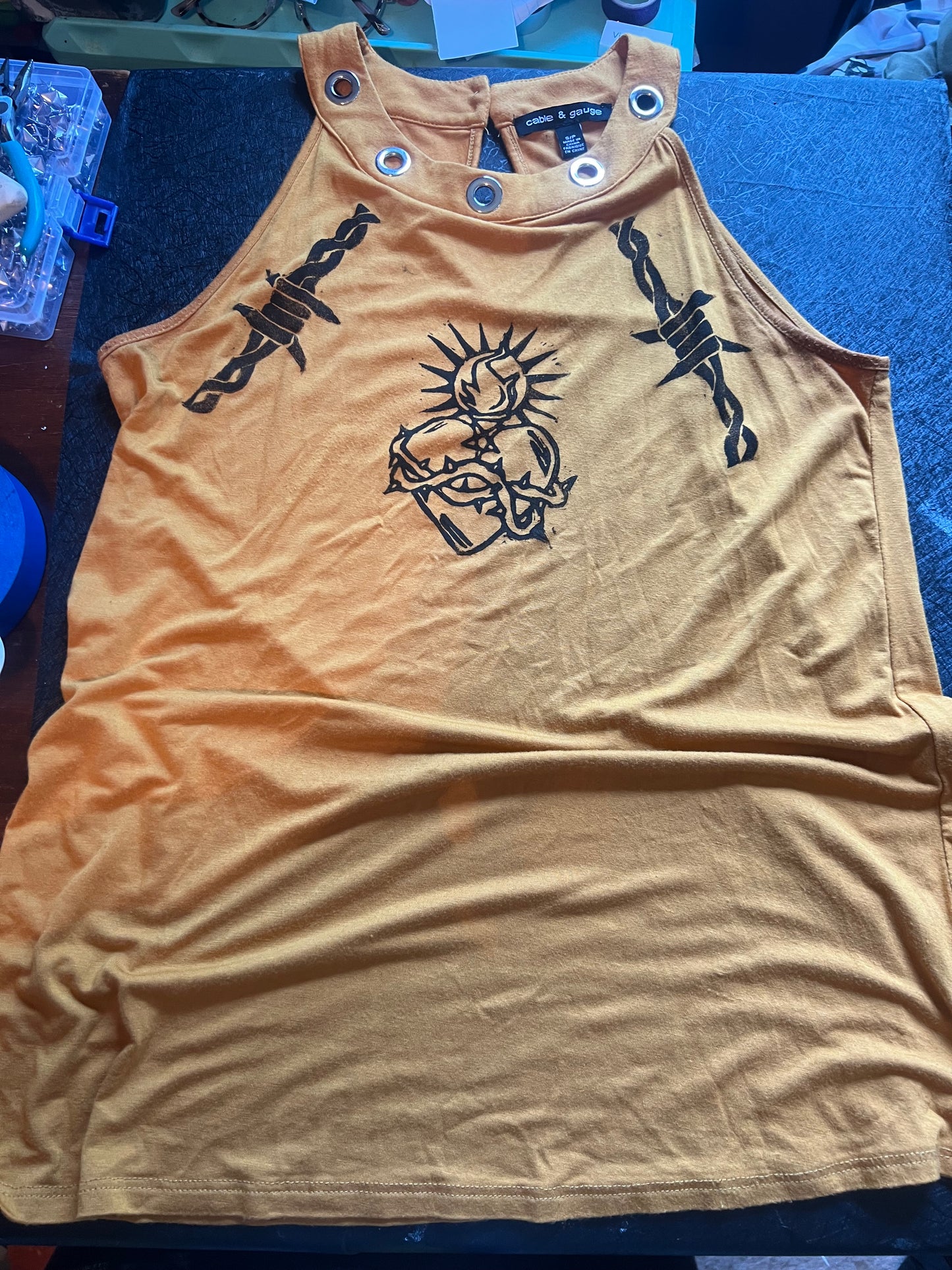 Mustard Yellow Sacrament Halter Top w/ Grommets