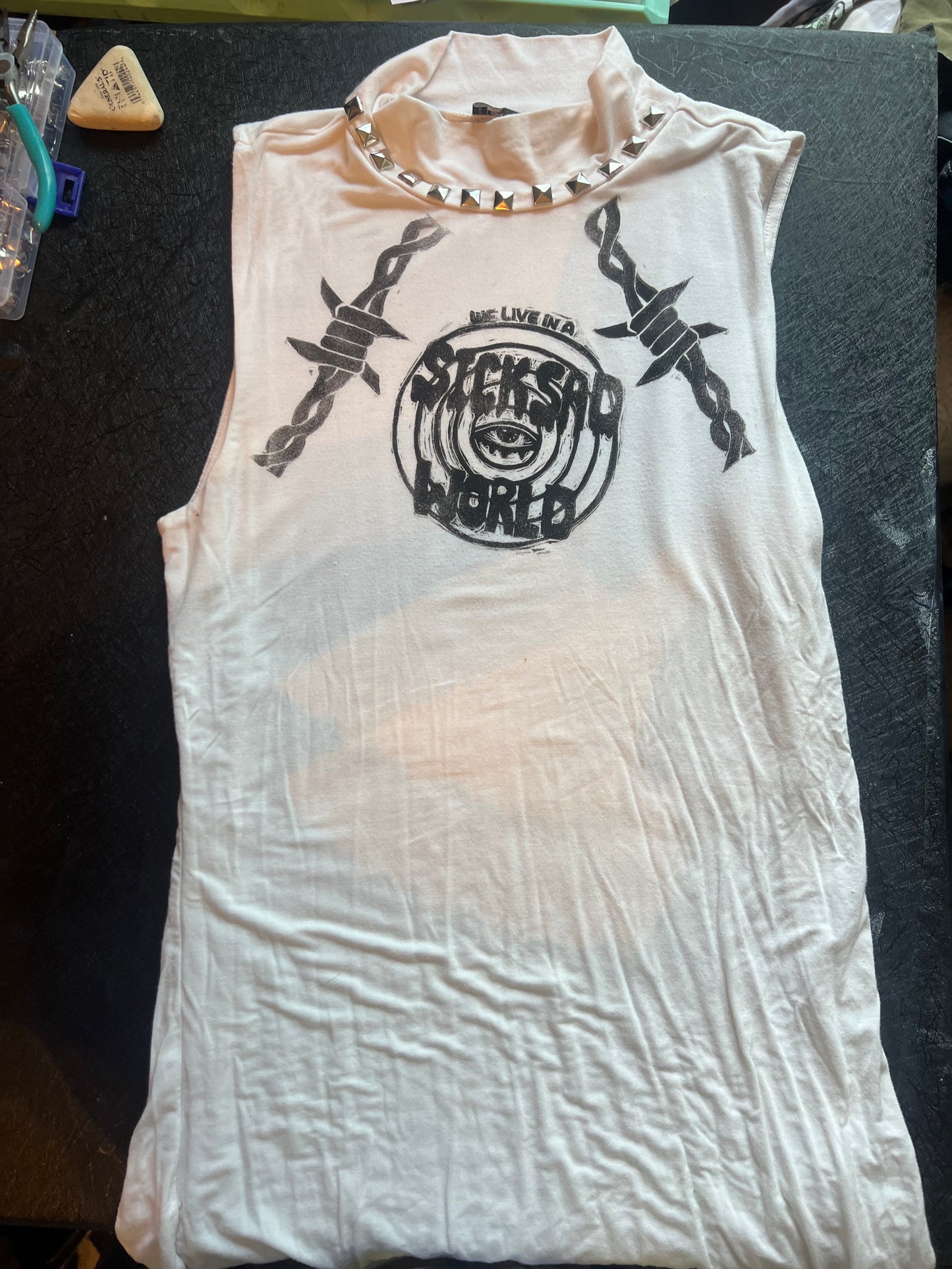 Sick Sad World Studded High Neck Sleeveless Top