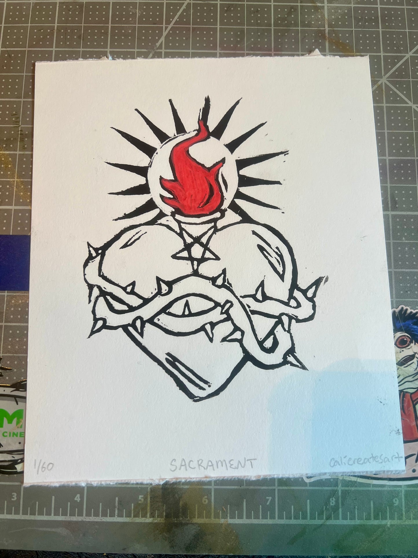 Sacrament Print in Black ink with Red detail
