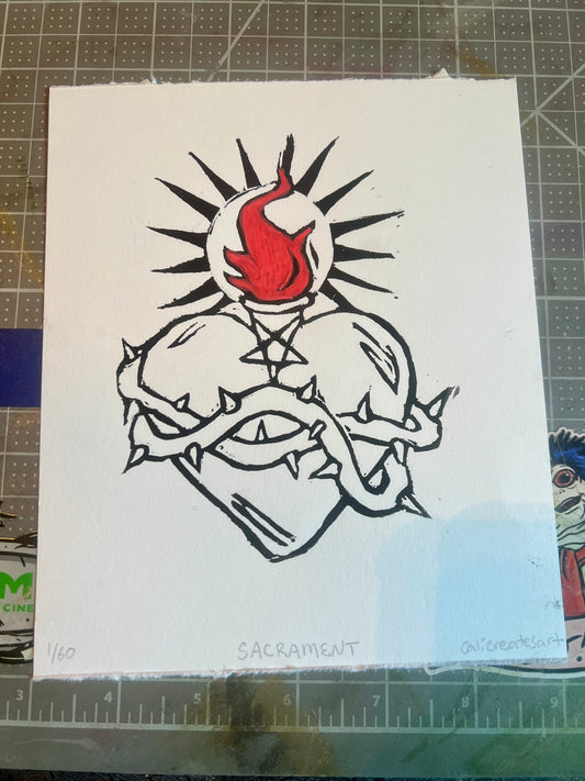 Sacrament Print in Black ink with Red detail
