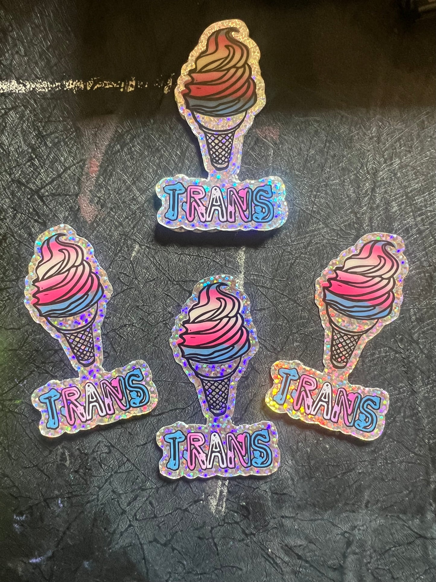 TRANS pride ice cream cone linocut sticker