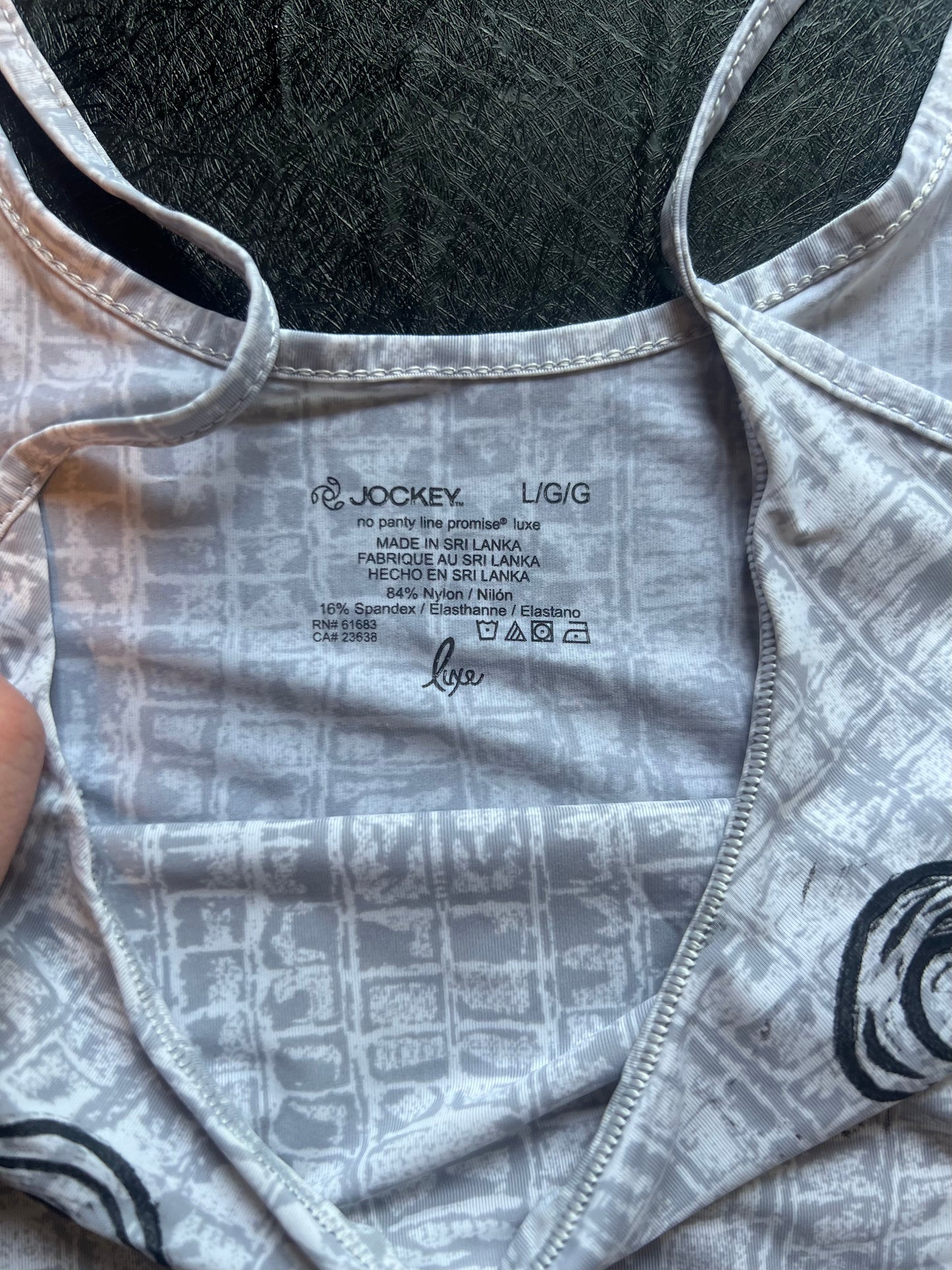 Decorated Grey/White Spaghetti Strap Tank Top Large